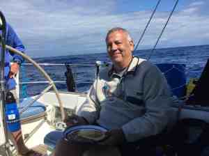 Bill eating banana pancakes for breakfast