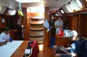 Oatmeal time, jackie in the Galley